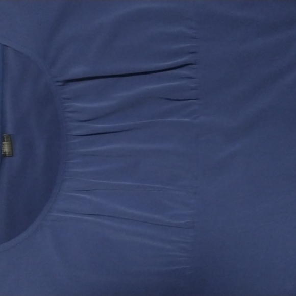 Briggs New York woman's size LP capped sleeve bodice ruching scoop neck blouse - Picture 5 of 6